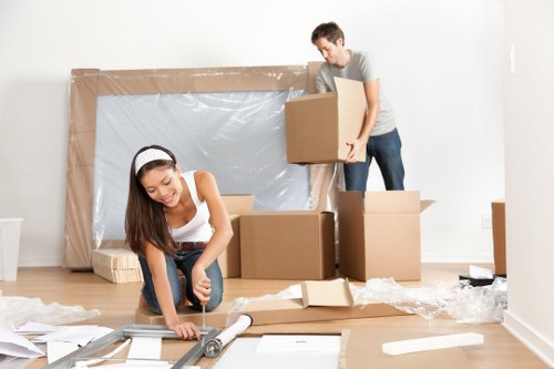 Student removals team handling boxes in Archway