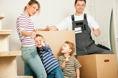 Moving van prepared with straps and blankets for secure transport